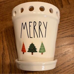 Rae Dunn Holiday Ceramic Planter with Christmas Trees